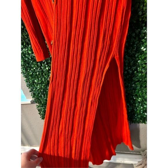 Free People Skylight Ribbed Long Sleeves Fitted Cardigan Red Size Large - Picture 5 of 6